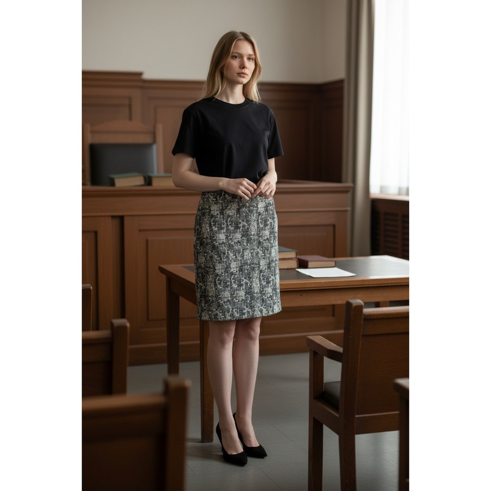MM La Fleur New York Tweed‎ Pencil Skirt Size 0 Black White Textured Business